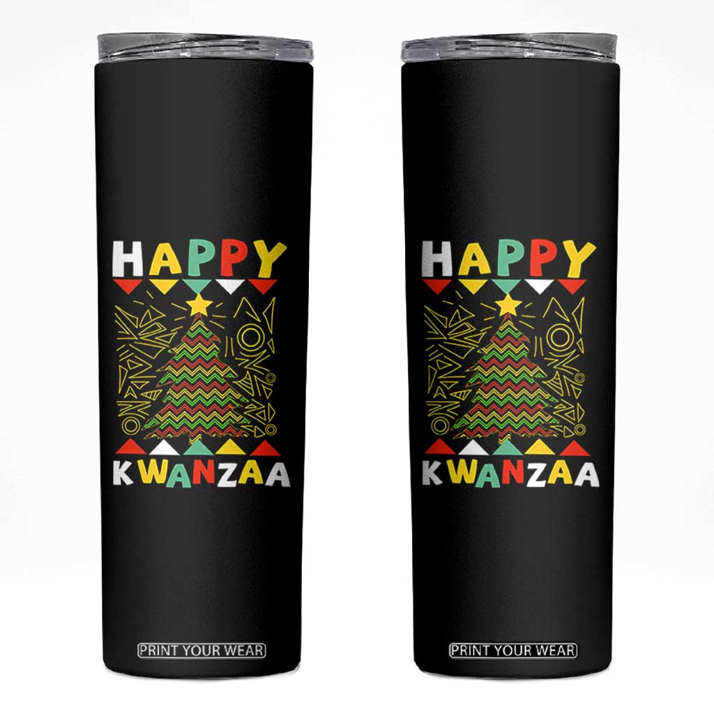 Happy Kwanzaa Christmas Skinny Tumbler African American Holiday Christmas Tree TS10 Black Print Your Wear