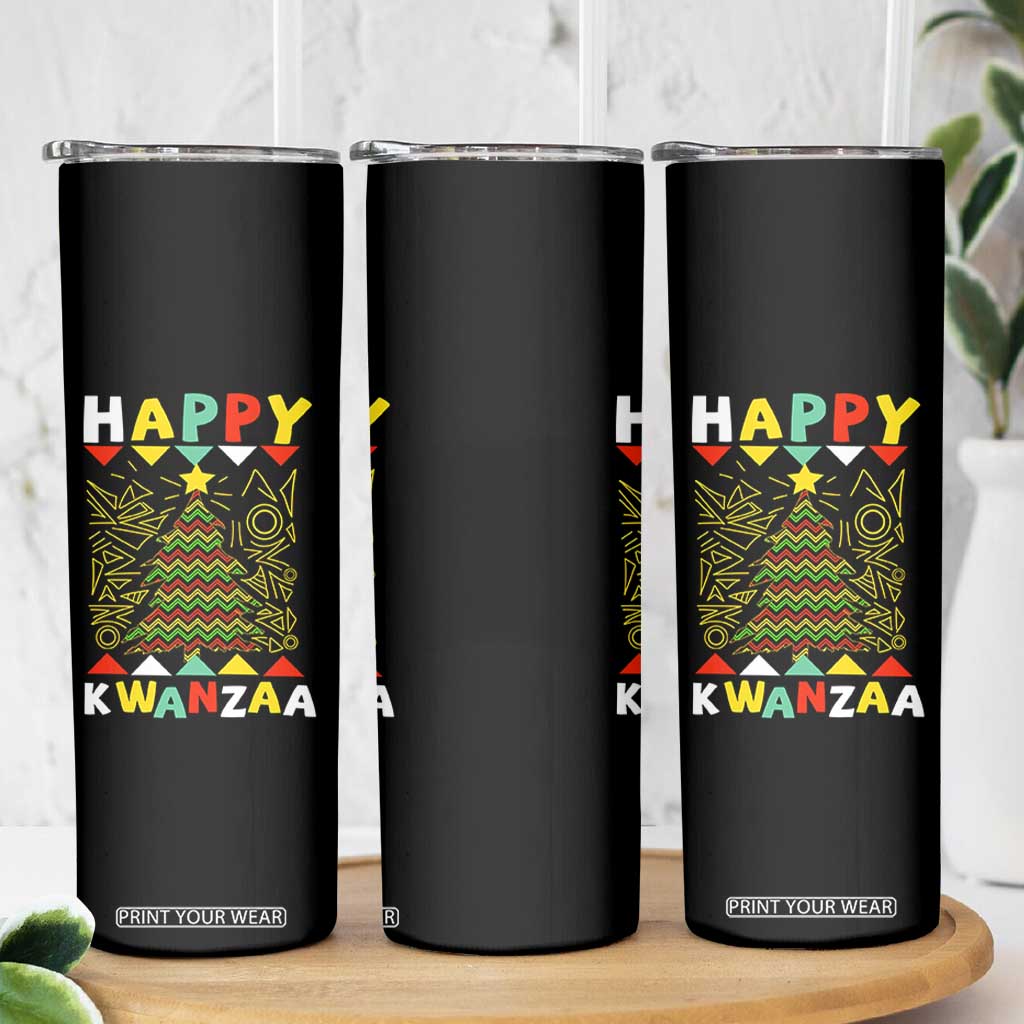 Happy Kwanzaa Christmas Skinny Tumbler African American Holiday Christmas Tree TS10 Print Your Wear