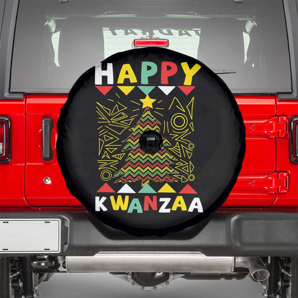 Happy Kwanzaa Christmas Spare Tire Cover African American Holiday Christmas Tree TS10 Black Print Your Wear