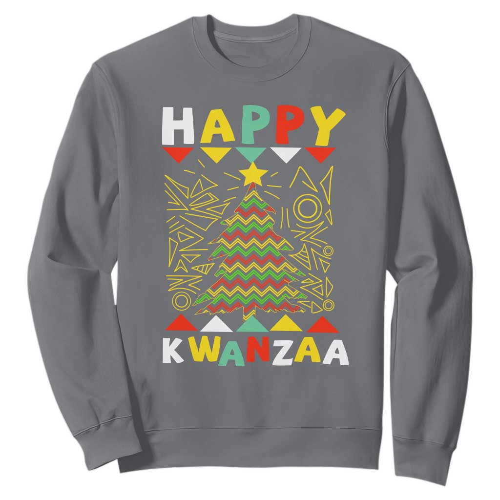 Happy Kwanzaa Christmas Sweatshirt African American Holiday Christmas Tree TS10 Charcoal Print Your Wear