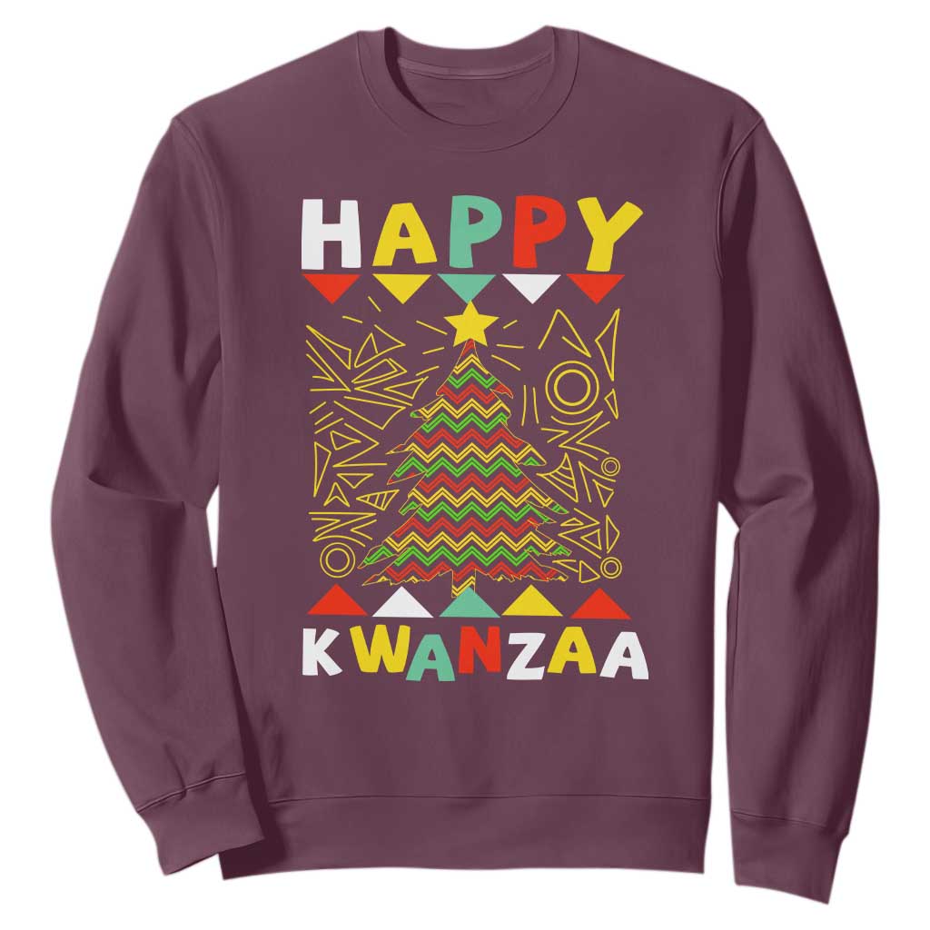 Happy Kwanzaa Christmas Sweatshirt African American Holiday Christmas Tree TS10 Maroon Print Your Wear