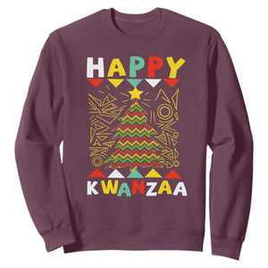Happy Kwanzaa Christmas Sweatshirt African American Holiday Christmas Tree TS10 Maroon Print Your Wear