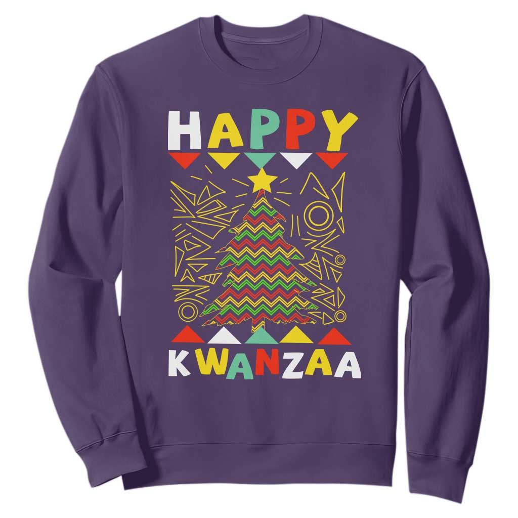 Happy Kwanzaa Christmas Sweatshirt African American Holiday Christmas Tree TS10 Purple Print Your Wear