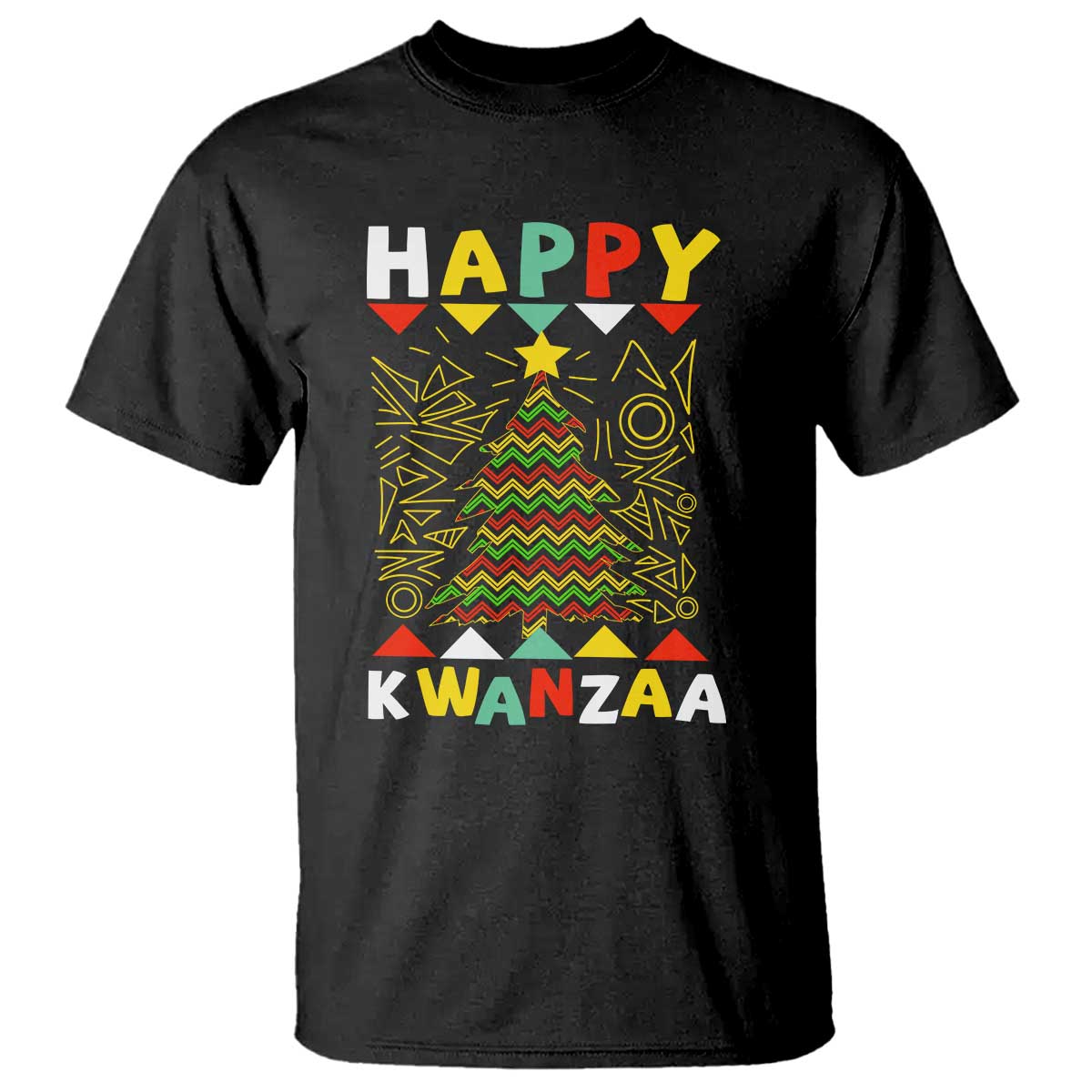 Happy Kwanzaa Christmas T Shirt African American Holiday Christmas Tree TS10 Black Print Your Wear