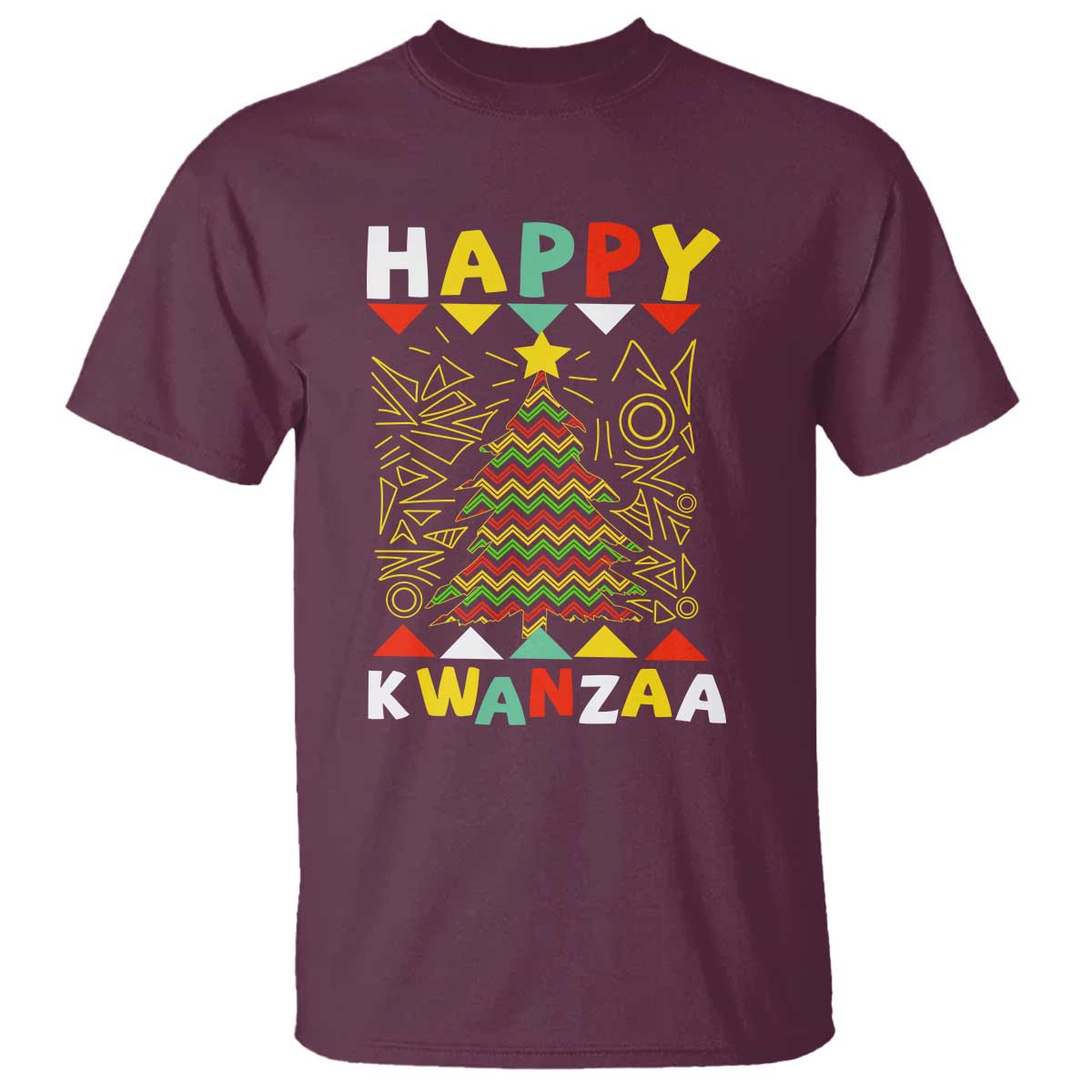 Happy Kwanzaa Christmas T Shirt African American Holiday Christmas Tree TS10 Maroon Print Your Wear