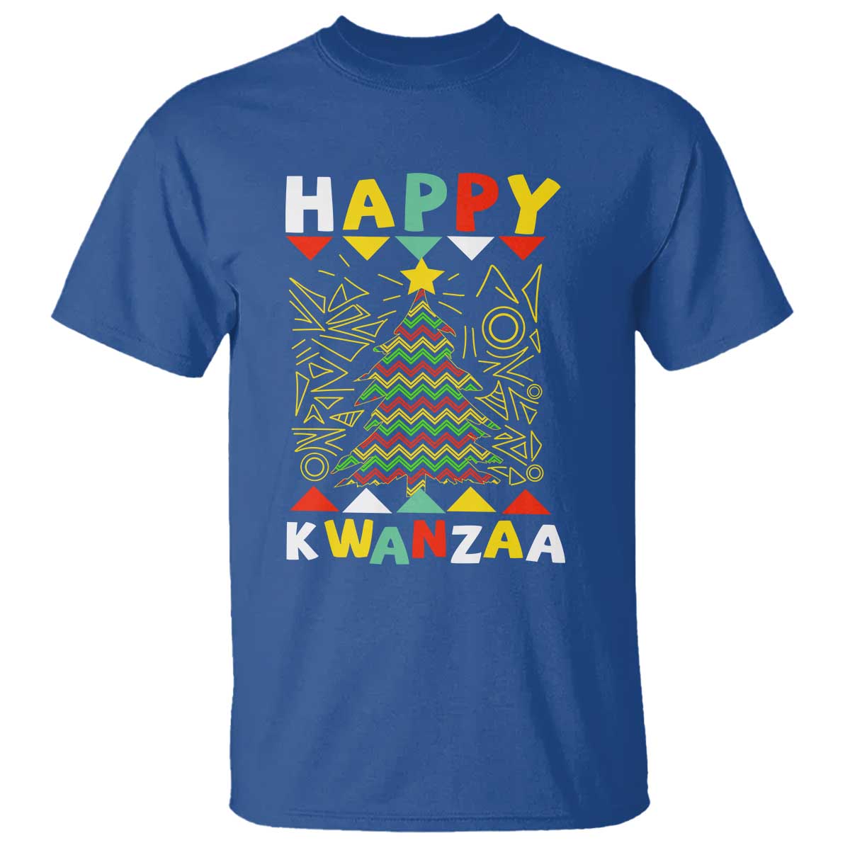Happy Kwanzaa Christmas T Shirt African American Holiday Christmas Tree TS10 Royal Blue Print Your Wear