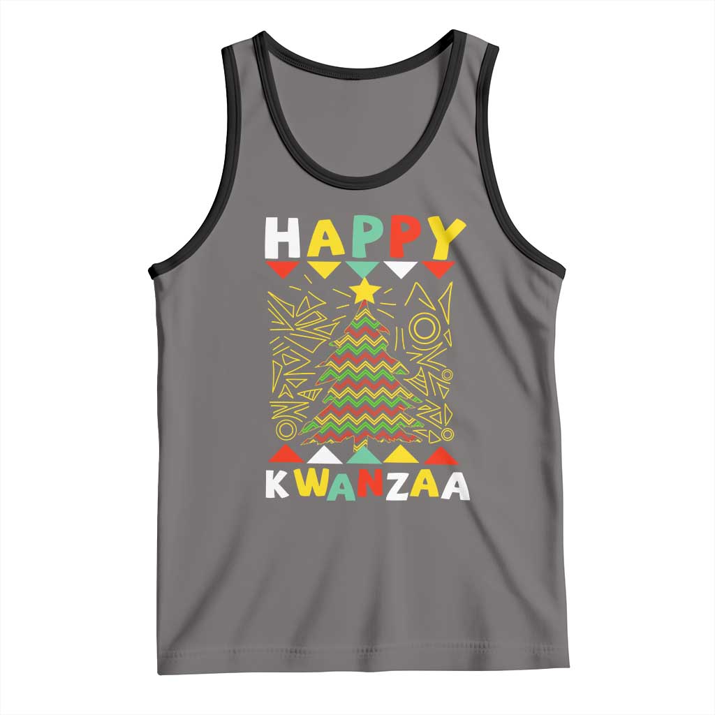 Happy Kwanzaa Christmas Tank Top African American Holiday Christmas Tree TS10 Deep Heather Black Print Your Wear