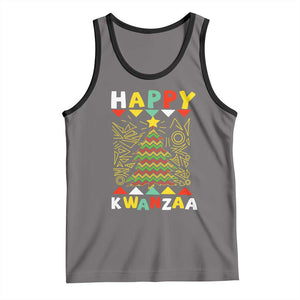 Happy Kwanzaa Christmas Tank Top African American Holiday Christmas Tree TS10 Deep Heather Black Print Your Wear