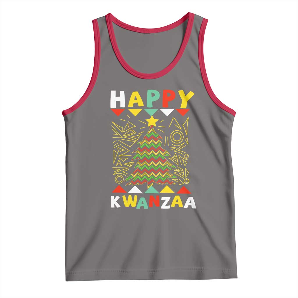 Happy Kwanzaa Christmas Tank Top African American Holiday Christmas Tree TS10 Deep Heather Red Print Your Wear