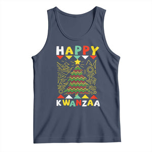 Happy Kwanzaa Christmas Tank Top African American Holiday Christmas Tree TS10 Navy Print Your Wear