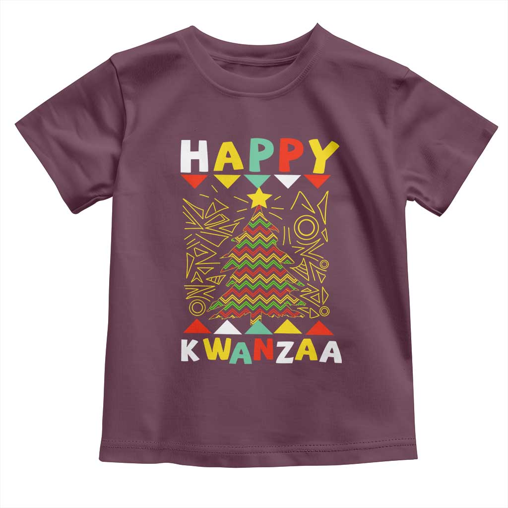 Happy Kwanzaa Christmas Toddler T Shirt African American Holiday Christmas Tree TS10 Maroon Print Your Wear