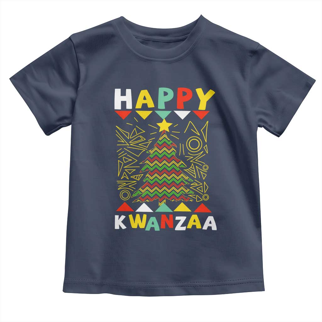 Happy Kwanzaa Christmas Toddler T Shirt African American Holiday Christmas Tree TS10 Navy Print Your Wear