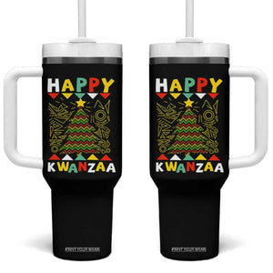 Happy Kwanzaa Christmas Tumbler With Handle African American Holiday Christmas Tree TS10 One Size: 40 oz Black Print Your Wear