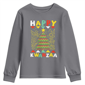 Happy Kwanzaa Christmas Youth Sweatshirt African American Holiday Christmas Tree TS10 Charcoal Print Your Wear