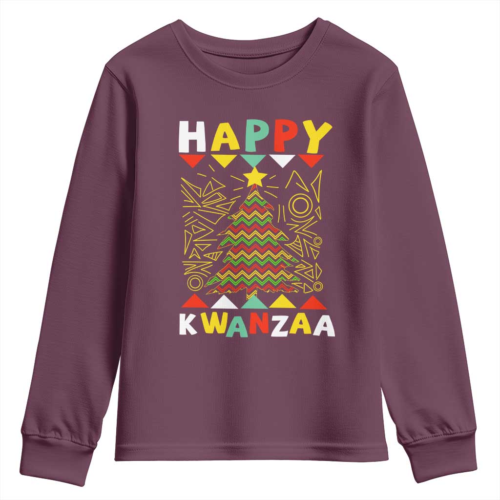 Happy Kwanzaa Christmas Youth Sweatshirt African American Holiday Christmas Tree TS10 Maroon Print Your Wear