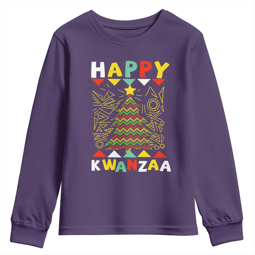 Happy Kwanzaa Christmas Youth Sweatshirt African American Holiday Christmas Tree TS10 Purple Print Your Wear