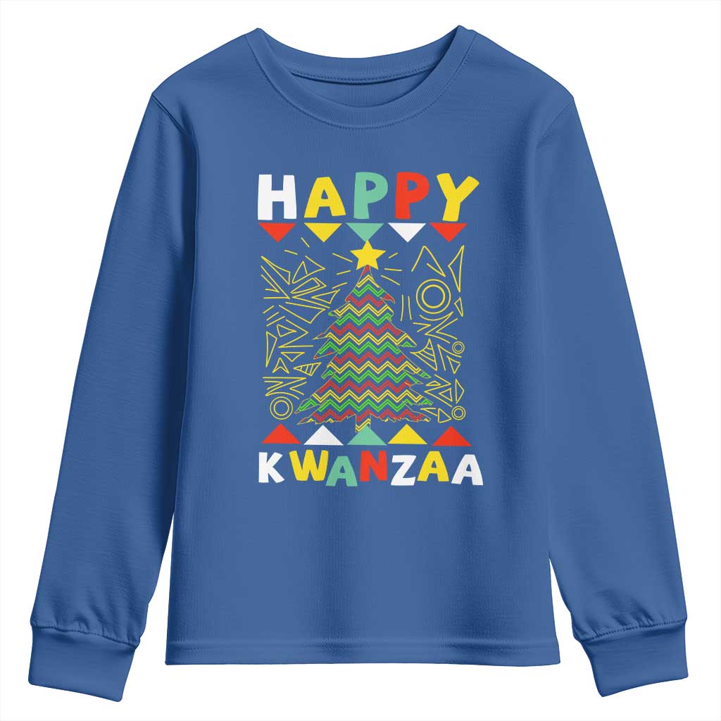 Happy Kwanzaa Christmas Youth Sweatshirt African American Holiday Christmas Tree TS10 Royal Blue Print Your Wear