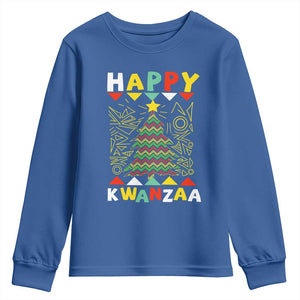 Happy Kwanzaa Christmas Youth Sweatshirt African American Holiday Christmas Tree TS10 Royal Blue Print Your Wear