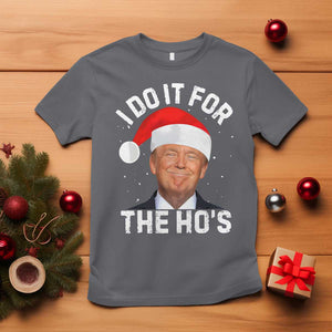 Funny Christmas Trump T Shirt Vintage Santa I Do It For The Ho's TS10 Charcoal Print Your Wear