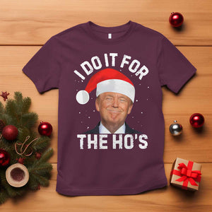 Funny Christmas Trump T Shirt Vintage Santa I Do It For The Ho's TS10 Maroon Print Your Wear