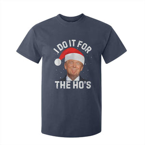 Funny Christmas Trump T Shirt For Kid Vintage Santa I Do It For The Ho's TS10 Navy Print Your Wear