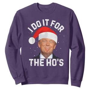 Funny Christmas Trump Sweatshirt Vintage Santa I Do It For The Ho's TS10 Purple Print Your Wear