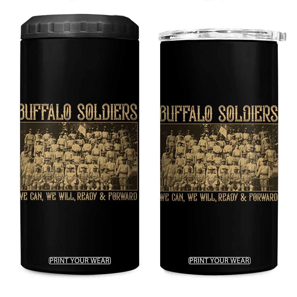 Buffalo Soldiers 4 in 1 Can Cooler Tumbler 9th and 10th Cavalry African American Heros Black Soldiers TS10 One Size: 16 oz Black Print Your Wear