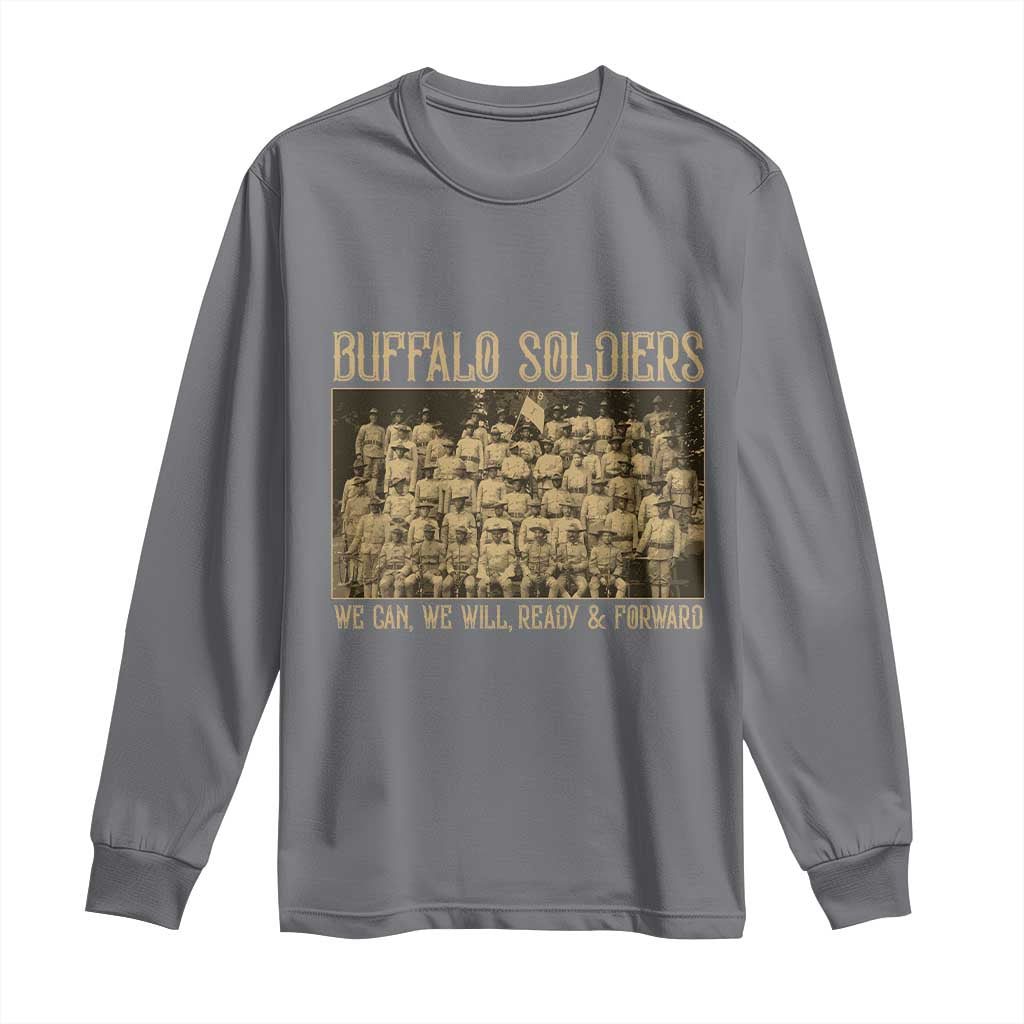 Buffalo Soldiers Long Sleeve Shirt 9th and 10th Cavalry African American Heros Black Soldiers TS10 Charcoal Print Your Wear