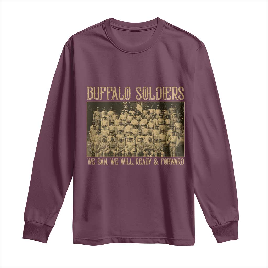 Buffalo Soldiers Long Sleeve Shirt 9th and 10th Cavalry African American Heros Black Soldiers TS10 Maroon Print Your Wear
