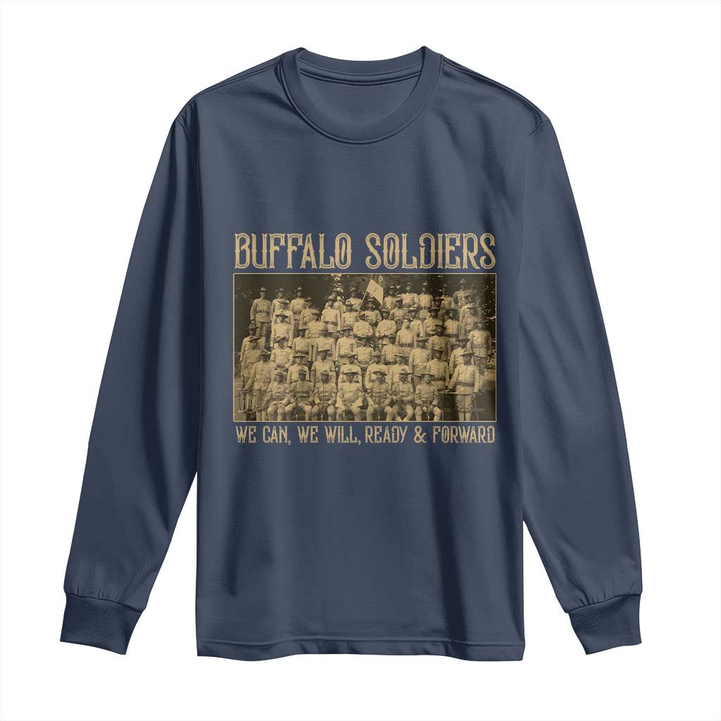 Buffalo Soldiers Long Sleeve Shirt 9th and 10th Cavalry African American Heros Black Soldiers TS10 Navy Print Your Wear