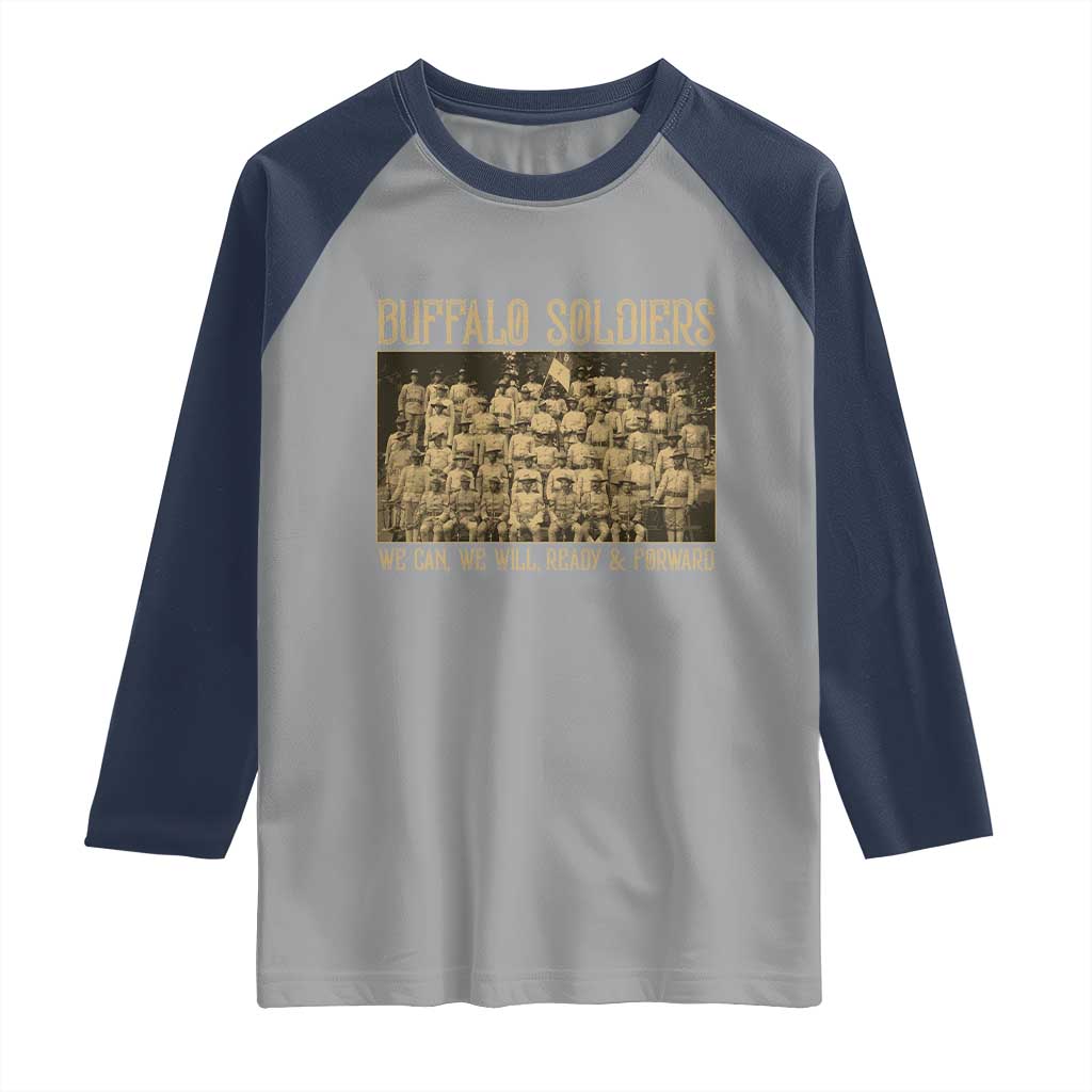 Buffalo Soldiers Raglan Shirt 9th and 10th Cavalry African American Heros Black Soldiers TS10 Sport Gray Navy Print Your Wear