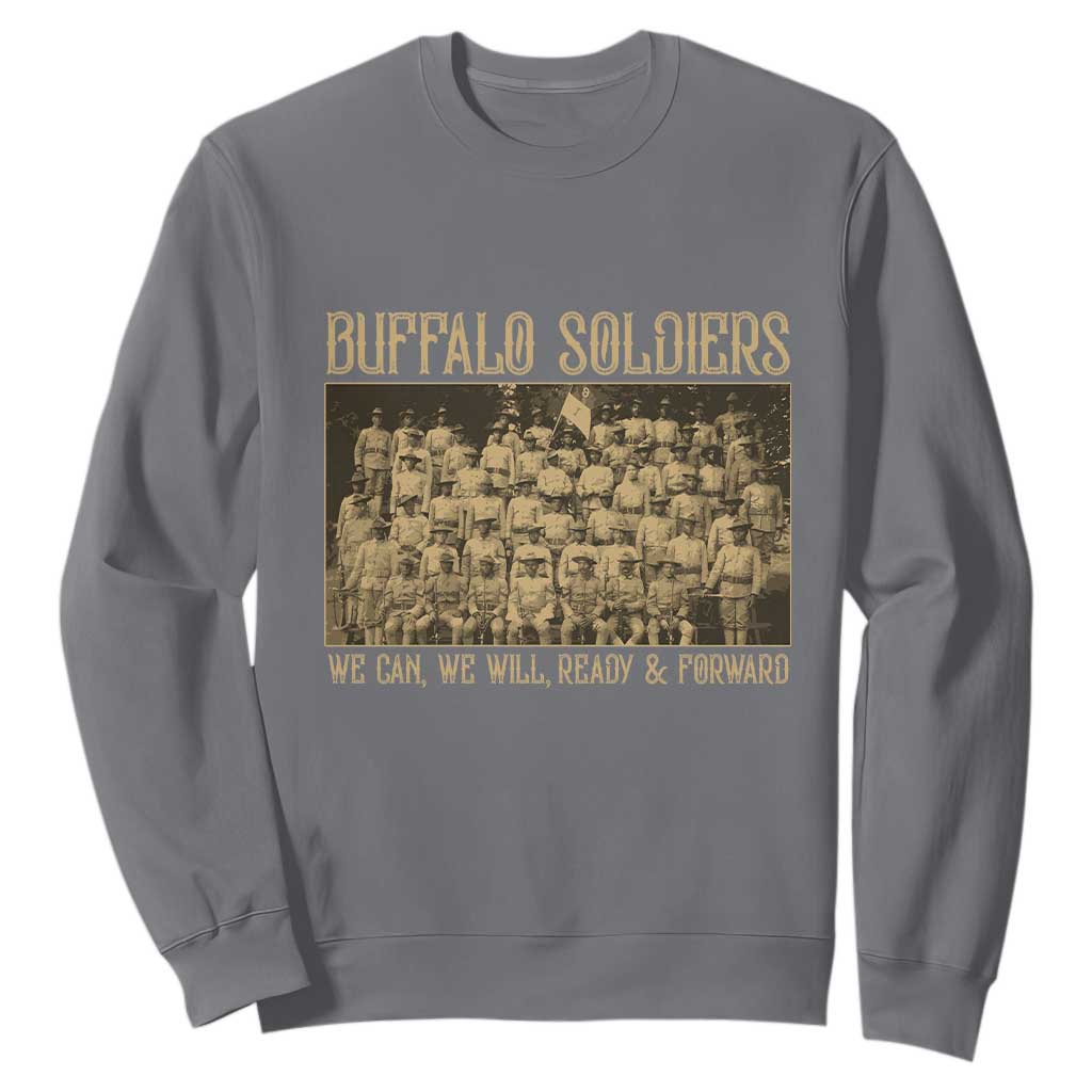 Buffalo Soldiers Sweatshirt 9th and 10th Cavalry African American Heros Black Soldiers TS10 Charcoal Print Your Wear