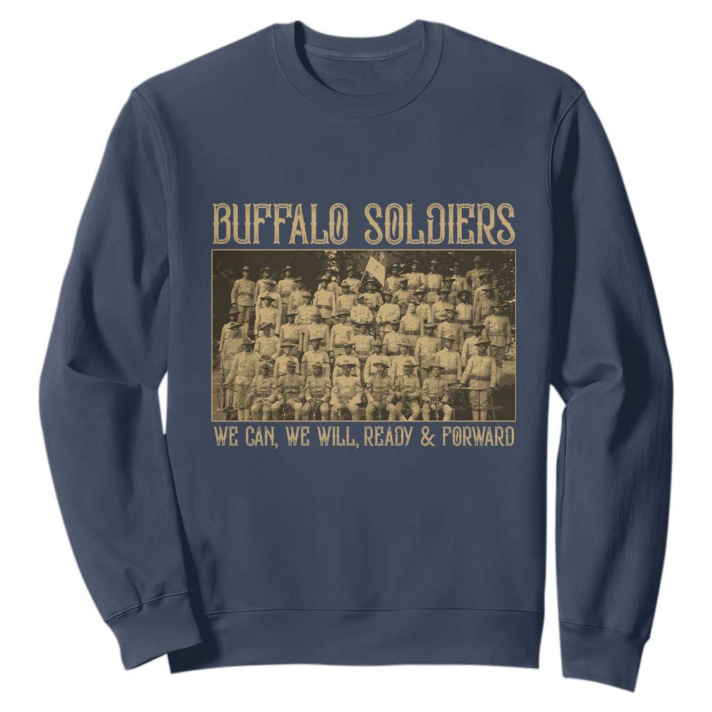 Buffalo Soldiers Sweatshirt 9th and 10th Cavalry African American Heros Black Soldiers TS10 Navy Print Your Wear
