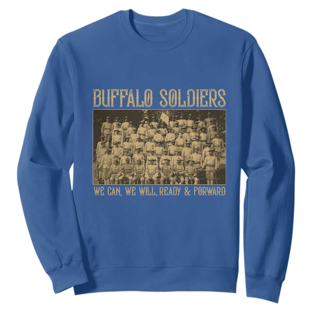 Buffalo Soldiers Sweatshirt 9th and 10th Cavalry African American Heros Black Soldiers TS10 Royal Blue Print Your Wear