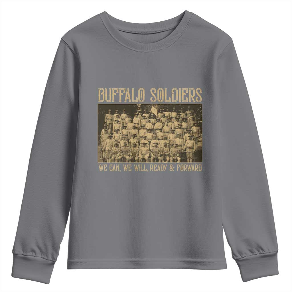 Buffalo Soldiers Youth Sweatshirt 9th and 10th Cavalry African American Heros Black Soldiers TS10 Charcoal Print Your Wear