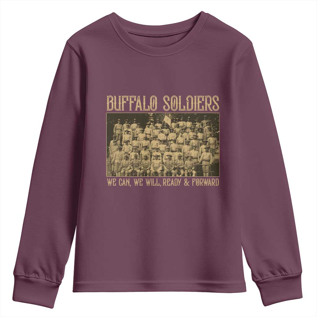 Buffalo Soldiers Youth Sweatshirt 9th and 10th Cavalry African American Heros Black Soldiers TS10 Maroon Print Your Wear
