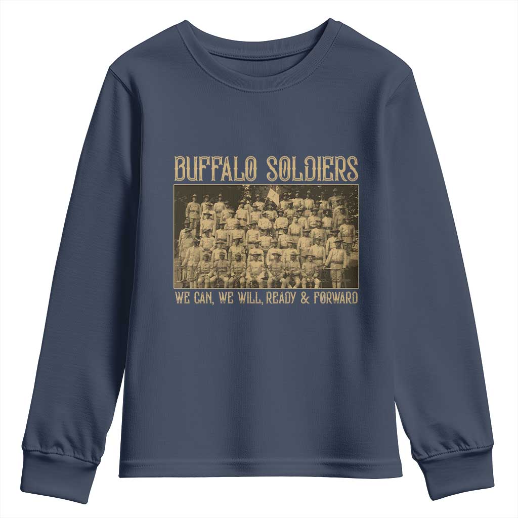 Buffalo Soldiers Youth Sweatshirt 9th and 10th Cavalry African American Heros Black Soldiers TS10 Navy Print Your Wear