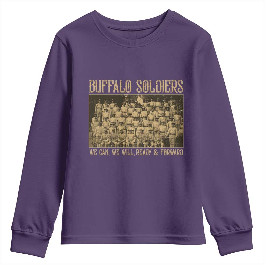 Buffalo Soldiers Youth Sweatshirt 9th and 10th Cavalry African American Heros Black Soldiers TS10 Purple Print Your Wear