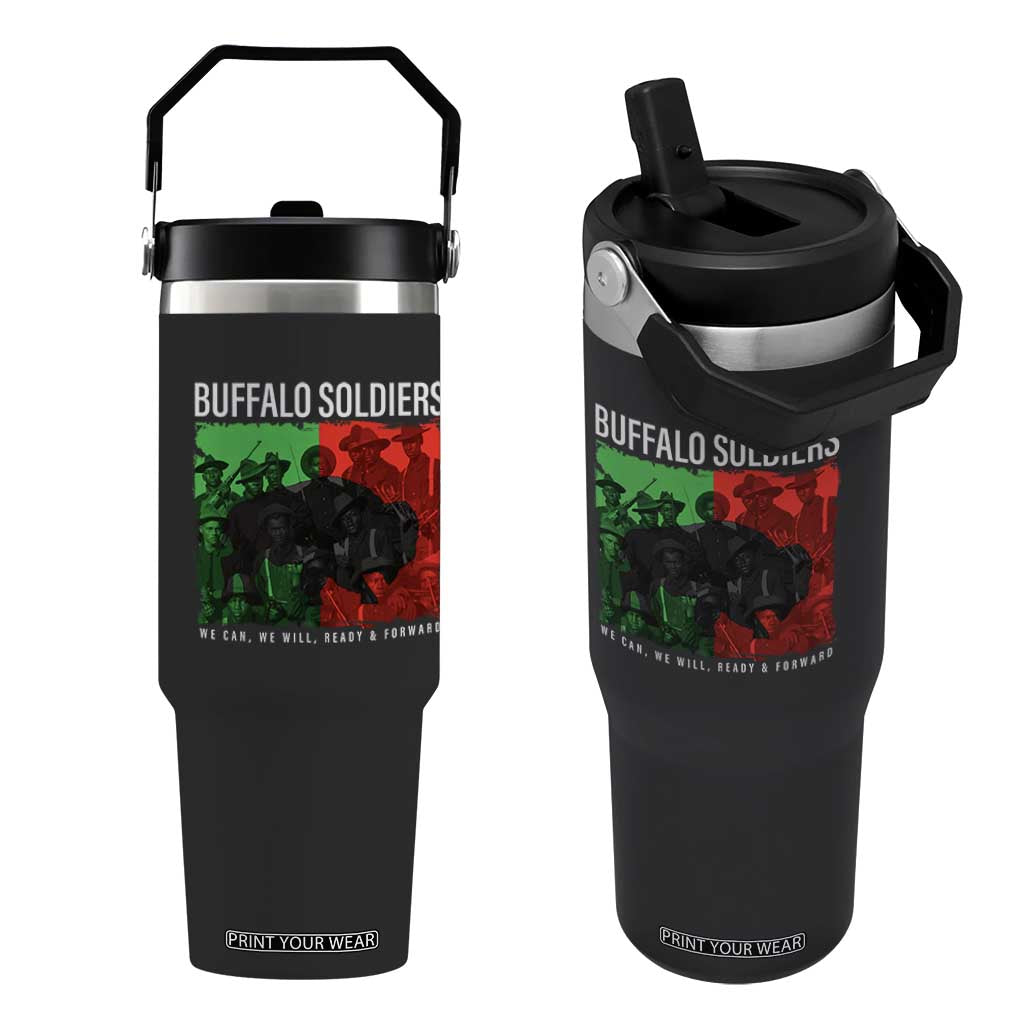 Buffalo Soldiers Flip Straw Tumbler 9th and 10th Cavalry Afro African American Heros TS10 One Size: 30 oz Black Print Your Wear