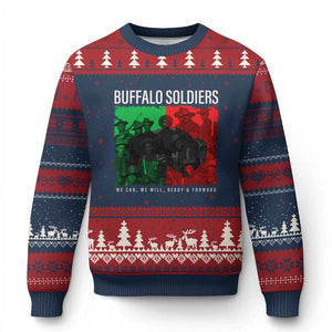 Buffalo Soldiers Ugly Christmas Sweater 9th and 10th Cavalry Afro African American Heros TS10 Navy Red Print Your Wear