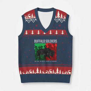 Buffalo Soldiers V-Neck Knit Sweater Vest 9th and 10th Cavalry Afro African American Heros TS10 Navy Red Print Your Wear