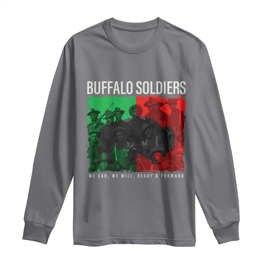Buffalo Soldiers Long Sleeve Shirt 9th and 10th Cavalry Afro African American Heros TS10 Charcoal Print Your Wear