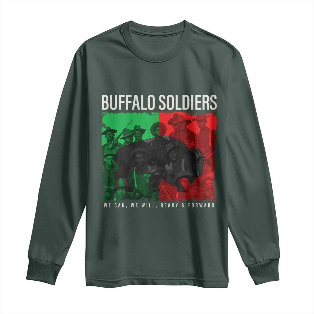 Buffalo Soldiers Long Sleeve Shirt 9th and 10th Cavalry Afro African American Heros TS10 Dark Forest Green Print Your Wear