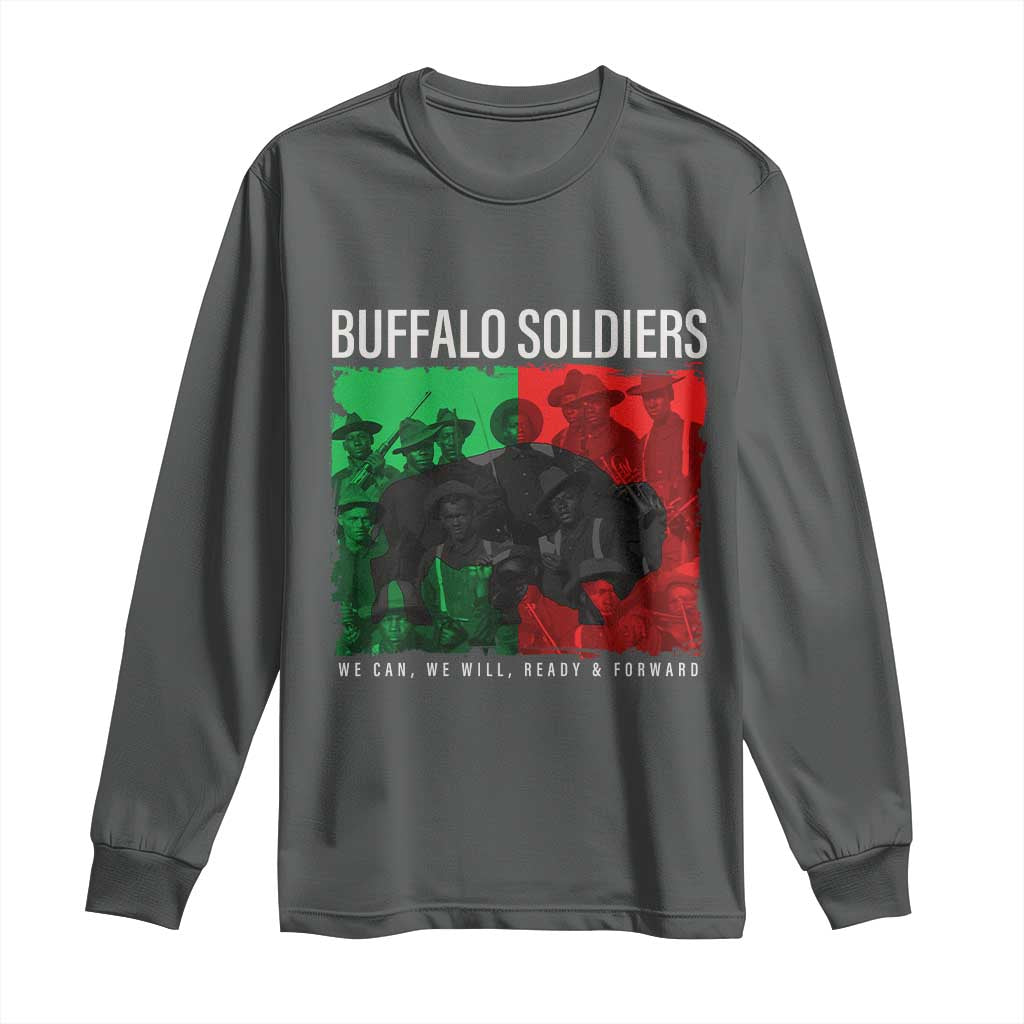 Buffalo Soldiers Long Sleeve Shirt 9th and 10th Cavalry Afro African American Heros TS10 Dark Heather Print Your Wear