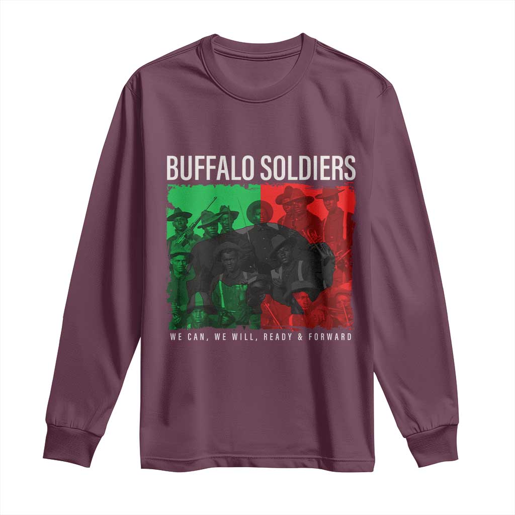 Buffalo Soldiers Long Sleeve Shirt 9th and 10th Cavalry Afro African American Heros TS10 Maroon Print Your Wear