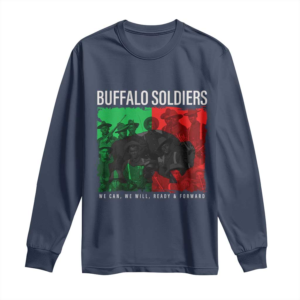 Buffalo Soldiers Long Sleeve Shirt 9th and 10th Cavalry Afro African American Heros TS10 Navy Print Your Wear