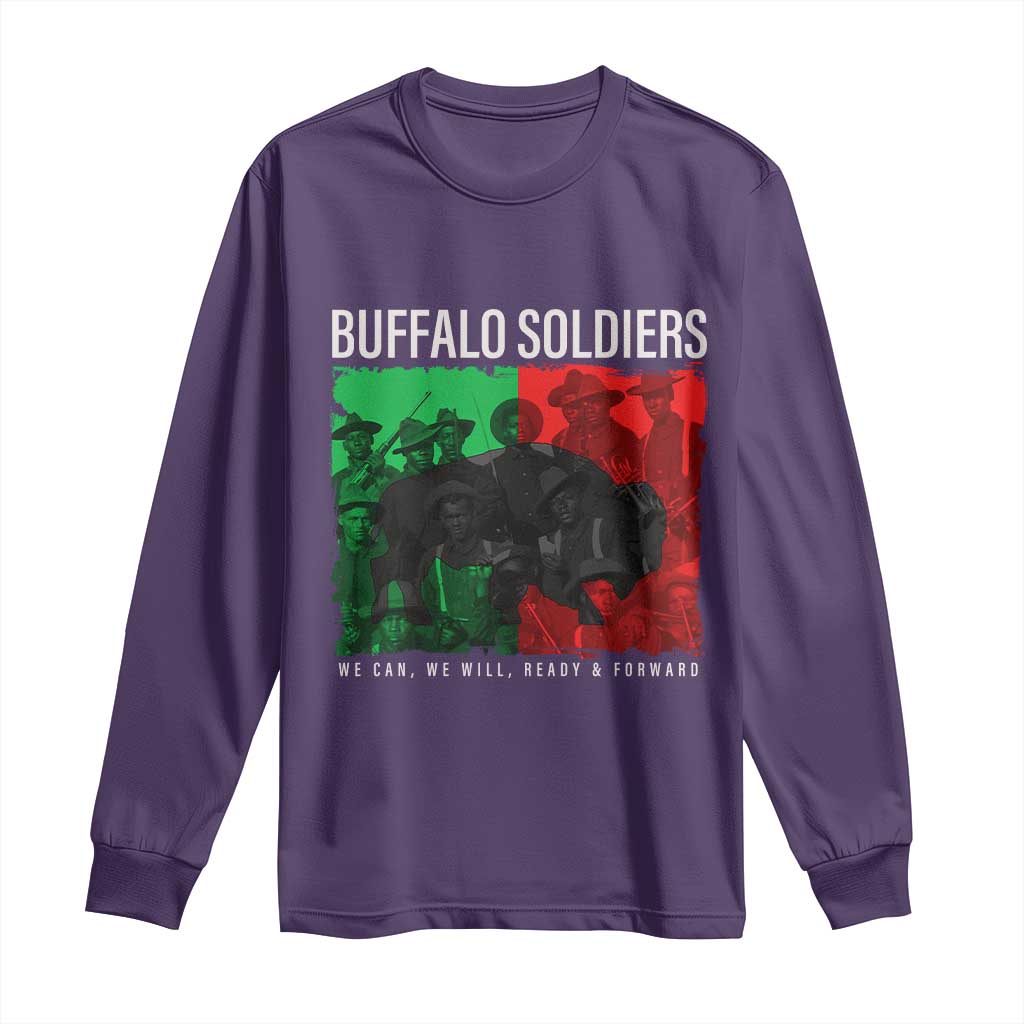 Buffalo Soldiers Long Sleeve Shirt 9th and 10th Cavalry Afro African American Heros TS10 Purple Print Your Wear