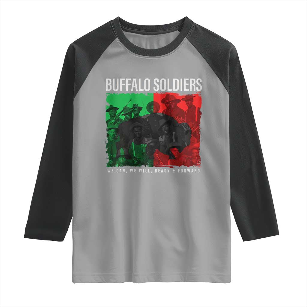 Buffalo Soldiers Raglan Shirt 9th and 10th Cavalry Afro African American Heros TS10 Sport Gray Black Print Your Wear
