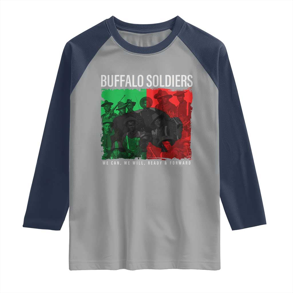 Buffalo Soldiers Raglan Shirt 9th and 10th Cavalry Afro African American Heros TS10 Sport Gray Navy Print Your Wear