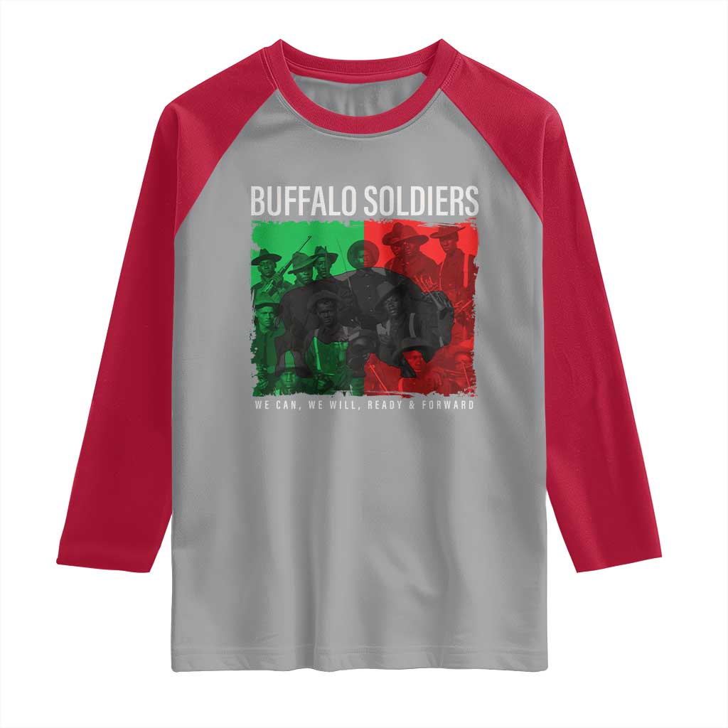 Buffalo Soldiers Raglan Shirt 9th and 10th Cavalry Afro African American Heros TS10 Sport Gray Red Print Your Wear